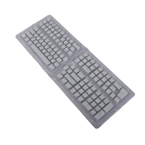 Top Shelf Pbt Translucent Pudding Keycaps For Mechanical Keyboards Two Tone Injection White Switch Ready 132 Piece Set displayed in clear packaging
