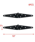 Iron Strap Gate Hinges Five Point Three One Inch Black Pack Of Four With Mounting Screws For Doors Sheds And Gates, front view