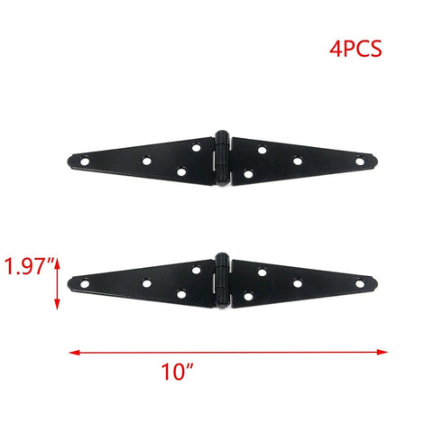 Iron Strap Gate Hinges Five Point Three One Inch Black Pack Of Four With Mounting Screws For Doors Sheds And Gates, front view