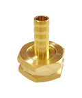 Two Pack Three Eighth Inch Barb To Three Quarter Inch GHT Female Garden Hose Adapters With Washers And Stainless Steel Clamps Swivel Style Connectors Brass fitting with 3/8 barb