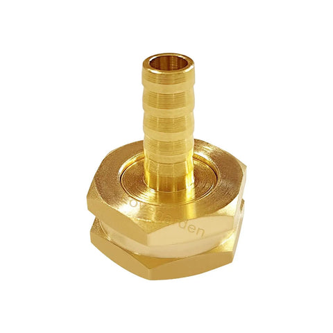 Two Pack Three Eighth Inch Barb To Three Quarter Inch GHT Female Garden Hose Adapters With Washers And Stainless Steel Clamps Swivel Style Connectors Brass fitting with 3/8 barb