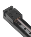 Precision High Speed 100mm Linear Slide Table With 28 Lead Stepper Motor Single Guide Rail Exact Motion Stage For X Y Z CNC Router Projects That Run Smooth And Fast close-up showing the rail and stepper motor components.