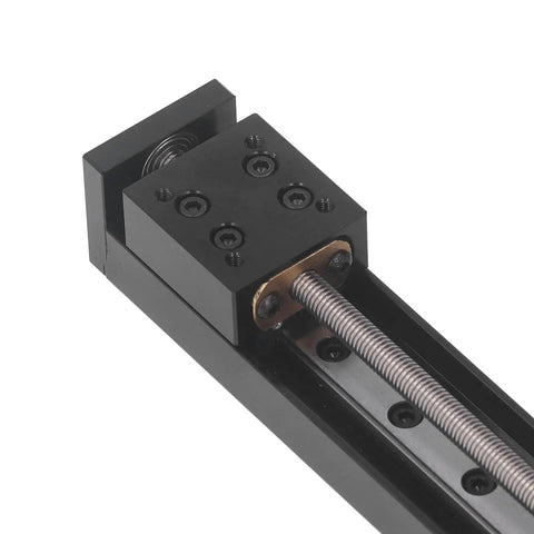 Precision High Speed 100mm Linear Slide Table With 28 Lead Stepper Motor Single Guide Rail Exact Motion Stage For X Y Z CNC Router Projects That Run Smooth And Fast close-up showing the rail and stepper motor components.