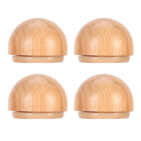Door Stopper Bumper Wedge No Drill Mounting Silent Shock Absorbent With Wood Grain Design Floor Safe Nonmarking Base For Bedroom Bathroom Living Room Kitchen Office Nursery 4 Pack