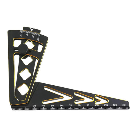 Adjustable Aluminum Camber Gauge And Wheel Rims Height Measuring Tool for RC Cars with angle scale and ruler markings.