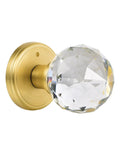 Crystal Glass Door Knobs With Privacy Lock For Bedroom And Bathroom, Gold Satin Brass Finish, sleek and modern design