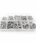 Stainless Steel Spring Lock Washer Assortment Kit 590 To 930 Pieces M1.6 To M16 304 Grade Rust Resistant Split Washers In Box With Elastic Gasket For Mechanical Automotive And DIY Projects, assorted sizes in organizer box