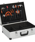 Open Hard Shell Aluminum Tool Case 18.1 By 13 By 6.3 Inch with tools and 6 adjustable compartments