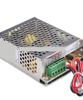 Switching Power Supply 35W 12V 3A Universal AC UPS and Charge Function Charger, side view with metal housing and wiring