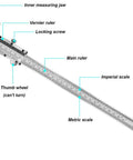 Labeled diagram of Pro Grade Stainless Steel Vernier Caliper 0 To 12 Inch 300mm Micrometer Style Measuring Tool with depth and step measurements