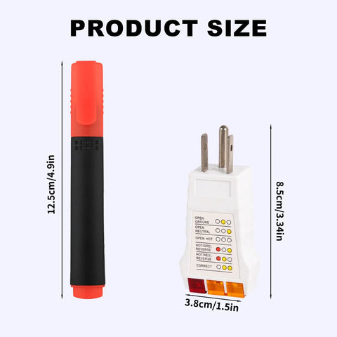 Grounding Tester Kit Conductivity Pen And Outlet Continuity Tester Electrical Grounding Gear For Home Use Product Size