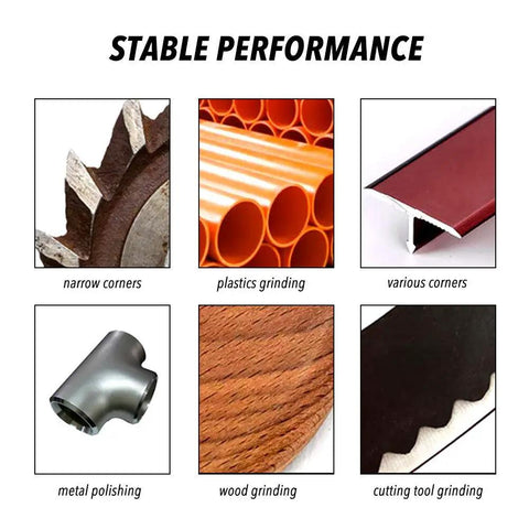 Straight Out Workhorse Electric Belt Sanders And Angle Grinders For Auto Detailing Woodworking Metal Finishing Handheld Polishers Rock Solid All Copper Motor Powerhouse with various grinding materials showcased