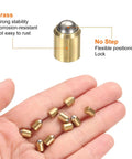 Heavy Duty Brass Ball Point Spring Plungers 20 Pack Positioning Beads For Cabinet Doors And Garage Projects shown in hand.