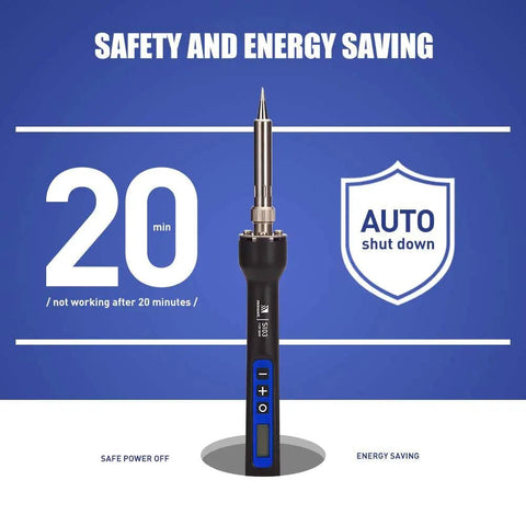 Pro Grade All In One Soldering Iron Kit With Digital LED Display 110V 80W showing auto shut down feature with 20 min timer