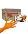 Orange Nitrile Work Gloves Diamond Grip Eight Mil Thick Case Of Nine Hundred Extra Large Powder Free Latex Free Build Forged Solid For Mechanics Keeping Grease Off Their Hands While Crushing The Daily Grind On Automotive Jobs with displayed glove.