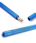 Blue metallic Groove Sharpener For Golf Clubs Re Grooving Tool And Cleaner For Wedges And Irons Delivers Maximum Backspin, disassembled view.