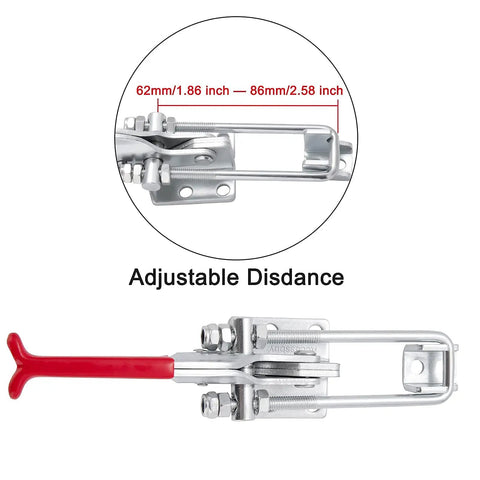 Beefy Self Lock Large Toggle Latch With 2000 Lbs Holding Capacity, red 7.87 inch, adjustable U bolt for machines and smokers.