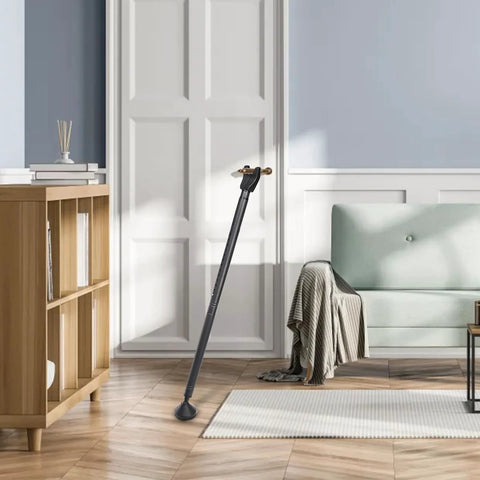 2 Pack Door Security Bars Anti Slip Heavy Duty Door Stoppers For Hinged Doors And Sliding Patio Doors, installed in a room.