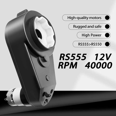 Beefed Up 2 Pack Ride On Motor Gearbox Upgrade For 12V Cars, Large 1.9 Cm And 1.6 Cm High Speed Steel Gear Set, High Torque RS550 40000 RPM, Fits Most Kids Electric Ride On Toys, Durable Replacement Parts