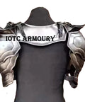 Back view of Medieval Pauldrons With Gorget Armor Kit for Knight LARP SCA Reenactment Halloween Cosplay Costume