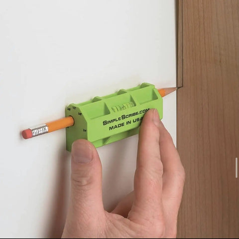 Green Multipurpose Pencil Scribe Tool For Woodworking And Carpentry With Seven Offsets From 1/4 Inch To 1 Inch For Cabinets Countertops Flooring And Paneling A Handy No Setup Marking Tool You Can Rely On