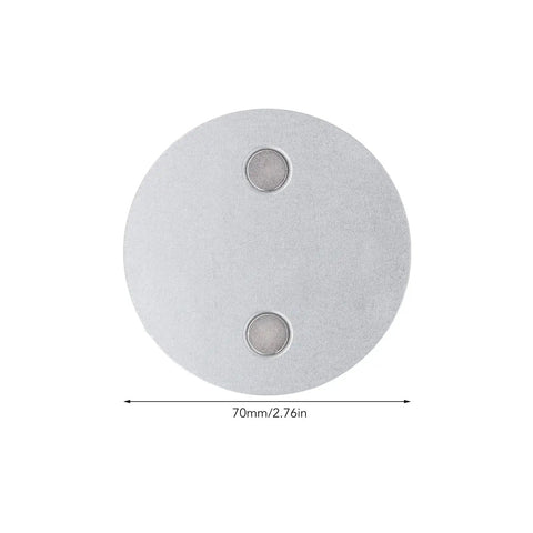 Heavy Duty Magnetic Smoke Detector Mount With Ridiculously Strong Suction And Zero Drill Hassle For Smooth Ceiling Or Wall Setup Including Steel Double Side Tape Two Piece Kit, round steel base, 70mm diameter.