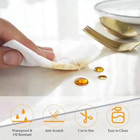 Clear Desk Protector 1.5mm Thick 14 By 24 Inches Heavy Duty Vinyl Desk Pad protecting surface from spills and scratches