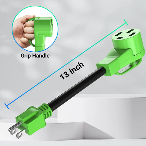 Heavy Duty NEMA 5-15P to 14-50R Adapter Cord Top Shelf Grip with 13 inch length for EV charging and 10 Gauge wire.
