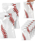 Baseball Party Gift Bags 50 Pack Dope Team Theme Favors For Birthday Celebrations Easy Candy Snack Storage Bags Practical Goodie Bags For Presents White And Red, showing white and red bags with printed baseball stitch design.