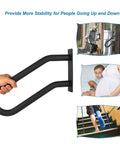 Heavy Duty U Shaped Handrail 2 Pack Wall Mount Stair Support Bar With Tight Non Slip Grip Black Powder Coated Finish for safe use.