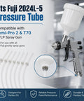 Top Shelf Silicone Pressure Tubes With One Way Check Valves 10 Pack Replacement Hoses connected to Fuji 2024L-5 spray gun