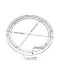 The Real Deal Built Tough Aluminum Lazy Susan Turntable Base, 10mm thick, 250mm diameter, clear plate with dimensions shown.