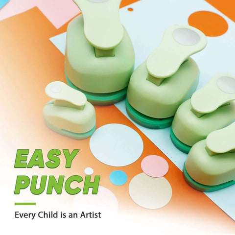 Five Size Circle Punch Set For Paper Crafts And Card Making Including Three Eighths Inch, Five Eighths Inch, One Inch, One And A Half Inch, And Two Inch Circle Punches