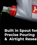 Close-up of ATF 689 Full Synthetic Transmission Fluid for ZF 6HP 8HP 9HP with built-in spout pouring