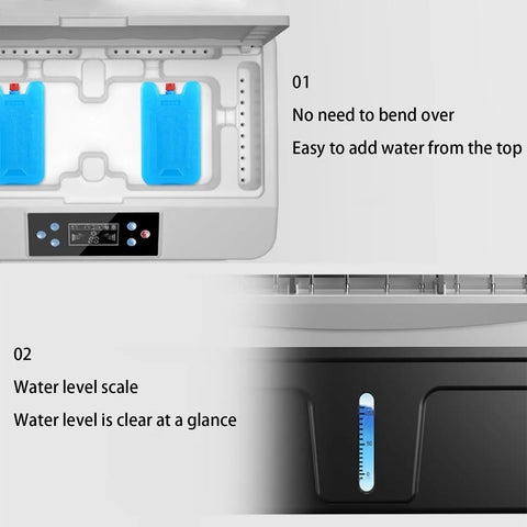 Keep It Crisp Top Tier Portable Evaporative Air Cooler Tower With 19 Gallon Water Tank showing top water access and level scale.