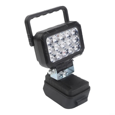 ABS Flood Light 15 LEDs Compatible with 18V Li-Ion Packs in black with a sturdy handle and adjustable base.