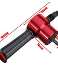Beefy Heavy Duty Double Headed Metal Nibbler Cutter for Sheet Metal, 360 Degree Rotating Cutting Heads, red finish, with dimensions shown