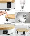 Metal Desk Lamp With Fast Wireless Charging Pad And USB Ports, Arc Table Light, showcasing parts like USB, bulb, and touch controls.