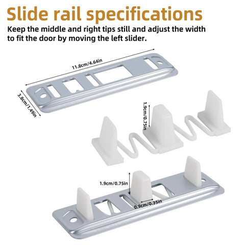 8 Pack Sliding Closet Door Floor Guides Set With 4 Metal Bases, 4 Plastic Plates And 8 Screws For Bypass Bottom Track Rails, Fits Doors From Three Quarters Inch To One And Three Eighths Inch Thick, Durable Nickel Plated Iron And Stainless Steel Hardware