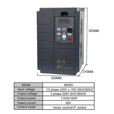 220V Variable Frequency Drive Inverter 37KW 45KW Motor Speed Controller front view with display and buttons