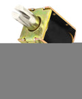 DC 28V Open Frame Pull Type Solenoid Electromagnet, 1.21A, 34.08W, 8mm Stroke, 1000g Pull Force, 38x29x25mm Body, 35x11mm Plunger, 7.5 Inch Cable, Built Like A Workhorse For Industrial Automation And Door Lock Projects. Open-frame metal solenoid with plunger