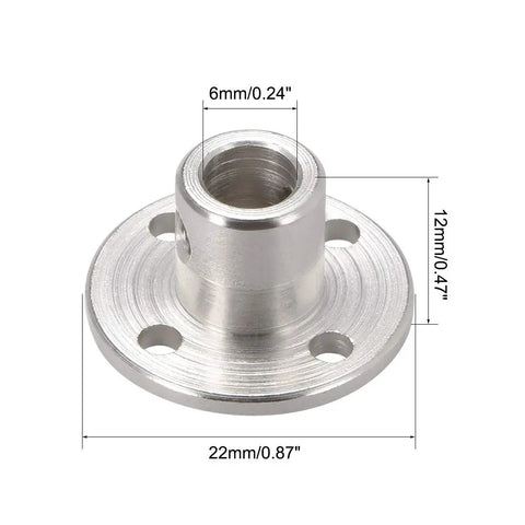 Six Millimeter Inner Diameter Rigid Flange Shaft Coupling For Motors Guide Shaft Connector, 12mm Height, 10mm Diameter, Metal