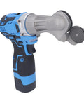 Jauarta Cordless Plate Shear Electric Drill Sheet Cutter With Ti Steel Gear, blue and gray handheld tool for metal cutting.