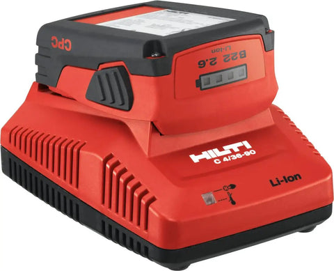 C 4 36 90 Battery Charger For 18 To 36 Volt Lithium Ion Packs With Electronic Charging Control, compact red design