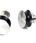 Close-up of stainless steel round brackets from 6Ft Stainless Steel Flat Roller Ceiling Mount Sliding Barn Door Hardware Kit