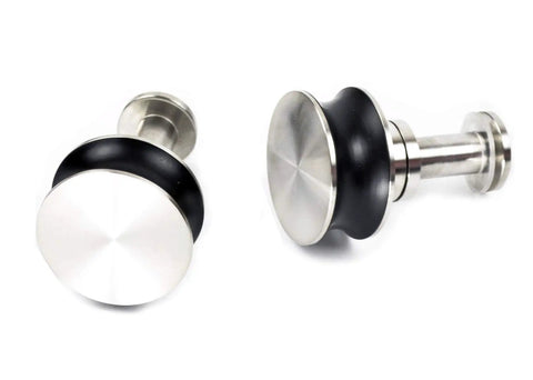 Stainless steel 304 brushed finish door knobs, part of the 8Ft Ceiling Mount Sliding Barn Door Hardware Kit.