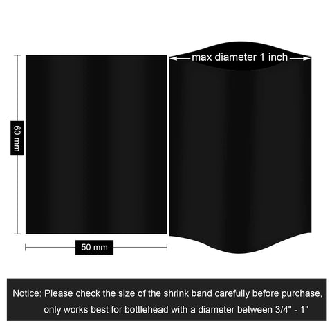 Diagram showing the Shrink Bands 50x60mm Black Pack Of 200 Tamper Evident Seal dimensions and max diameter.