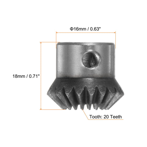 Two Piece Bevel Gear Set Beefy 45 Steel 1M 20 Teeth 8mm Shaft Hole 1 To 1 Tapered Bevel Pinion Gear 1 Module 90 Degree