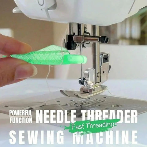 10 Pcs Fish Mouth Sewing Machine Needle Threader Set Upgraded 2024 Automatic Needle Threader Tool being used on a sewing machine