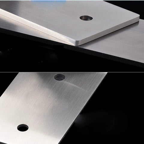 Detailed view of Heavy Duty Stainless Steel Shelf Brackets, showing pre-drilled holes for mounting.